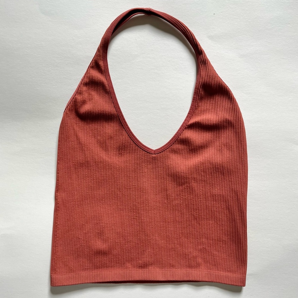 Burnt Orange Out from Under Urban Outfitters Cropped Halter Top